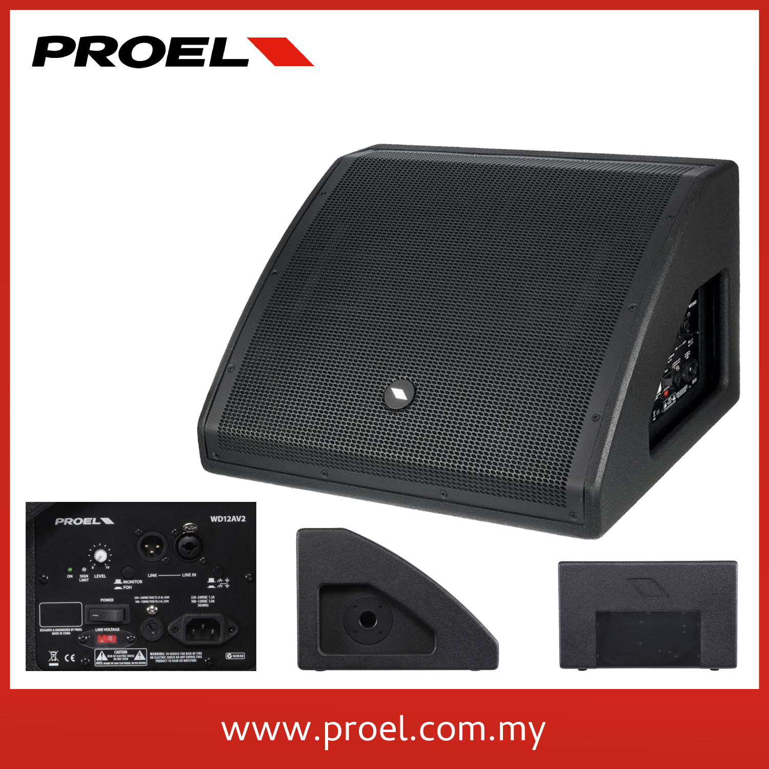 WD12AV2 12″ 700W Powered Active Floor Monitor Speaker - Proel